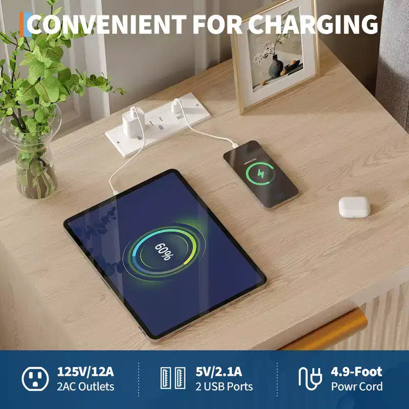 Table de chevet encastrée avec station de recharge