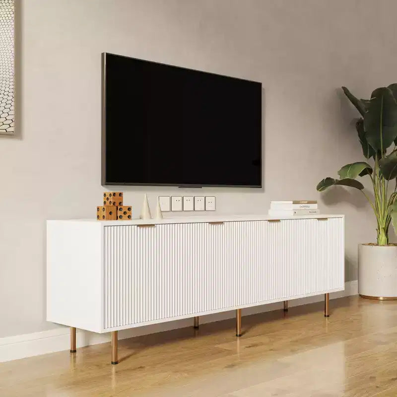 Meuble TV moderne blanc chaud