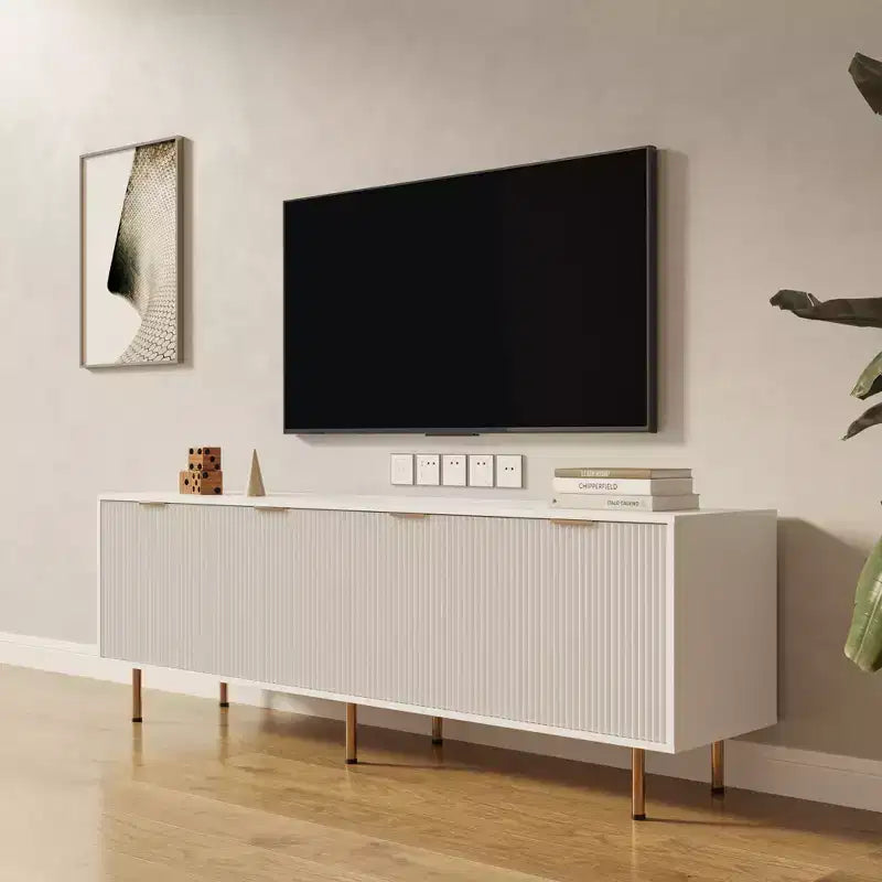 Meuble TV moderne blanc chaud