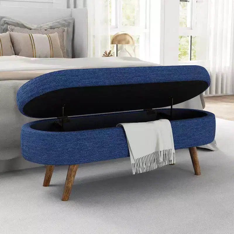 Pouffe de rangement ovale en tissu