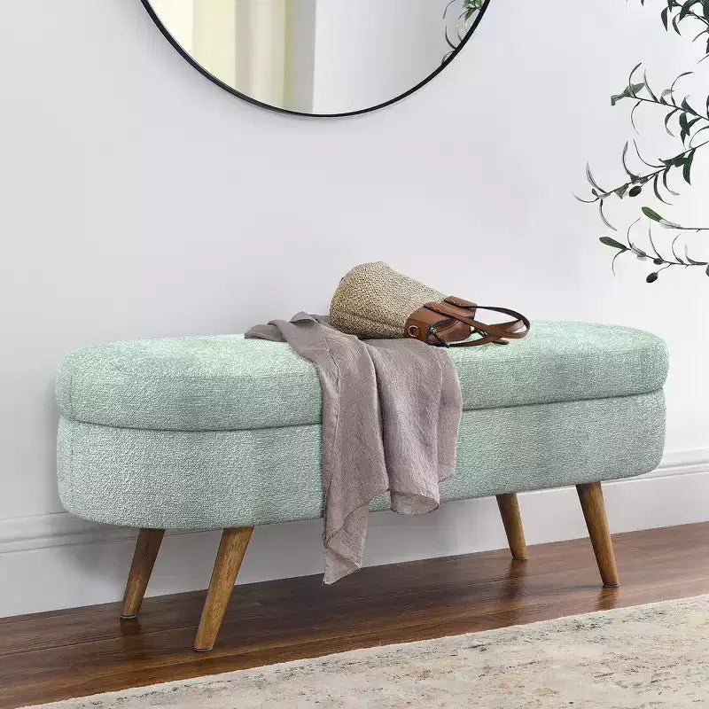 Pouffe de rangement ovale en tissu