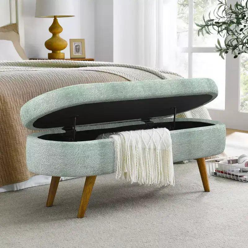 Pouffe de rangement ovale en tissu