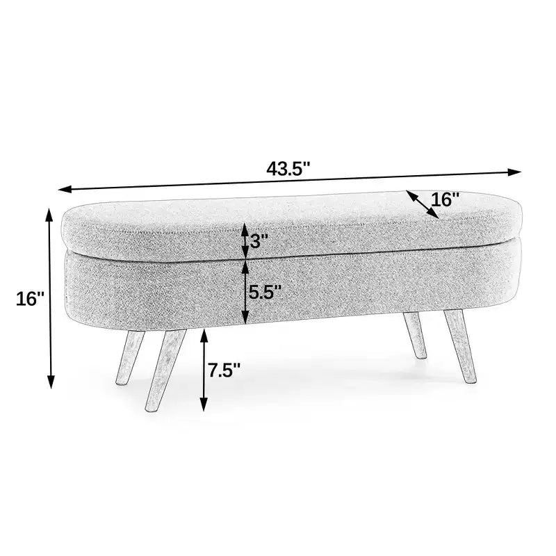 Pouffe de rangement ovale en tissu