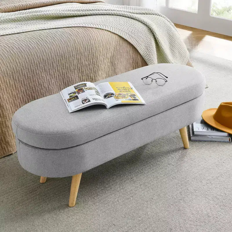 Pouffe de rangement ovale en tissu