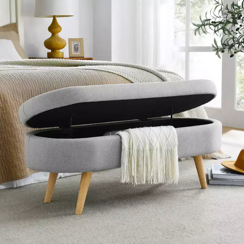 Pouffe de rangement ovale en tissu
