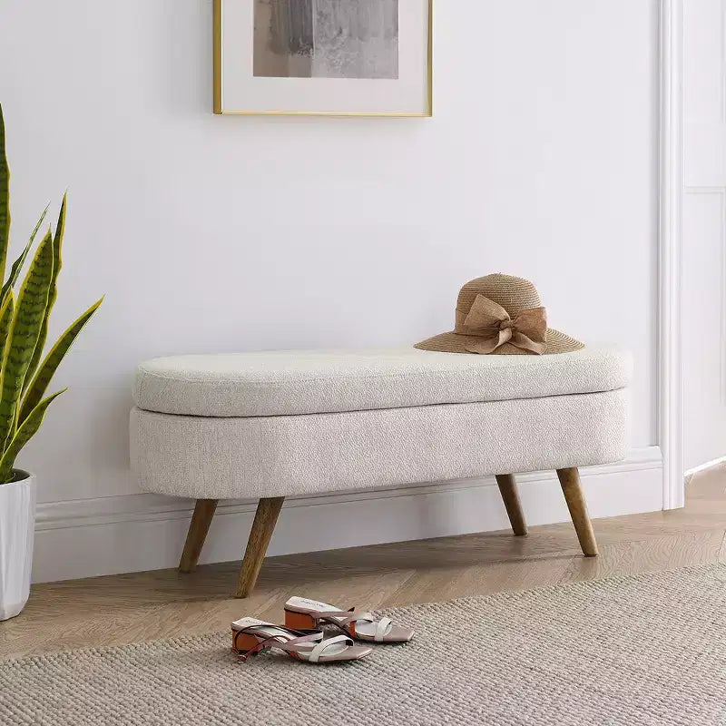 Pouffe de rangement ovale en tissu