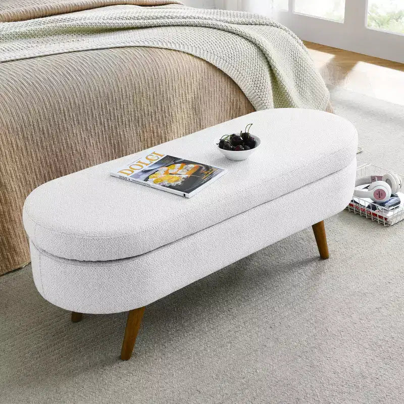 Pouffe de rangement ovale en tissu