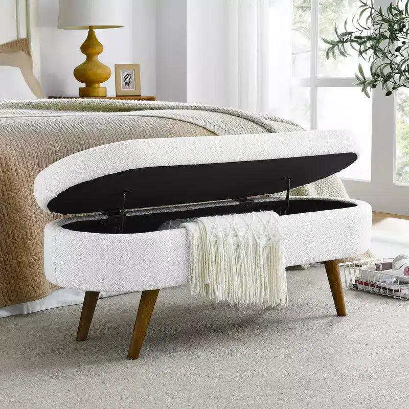 Pouffe de rangement ovale en tissu