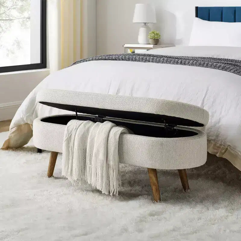 Pouffe de rangement ovale en tissu