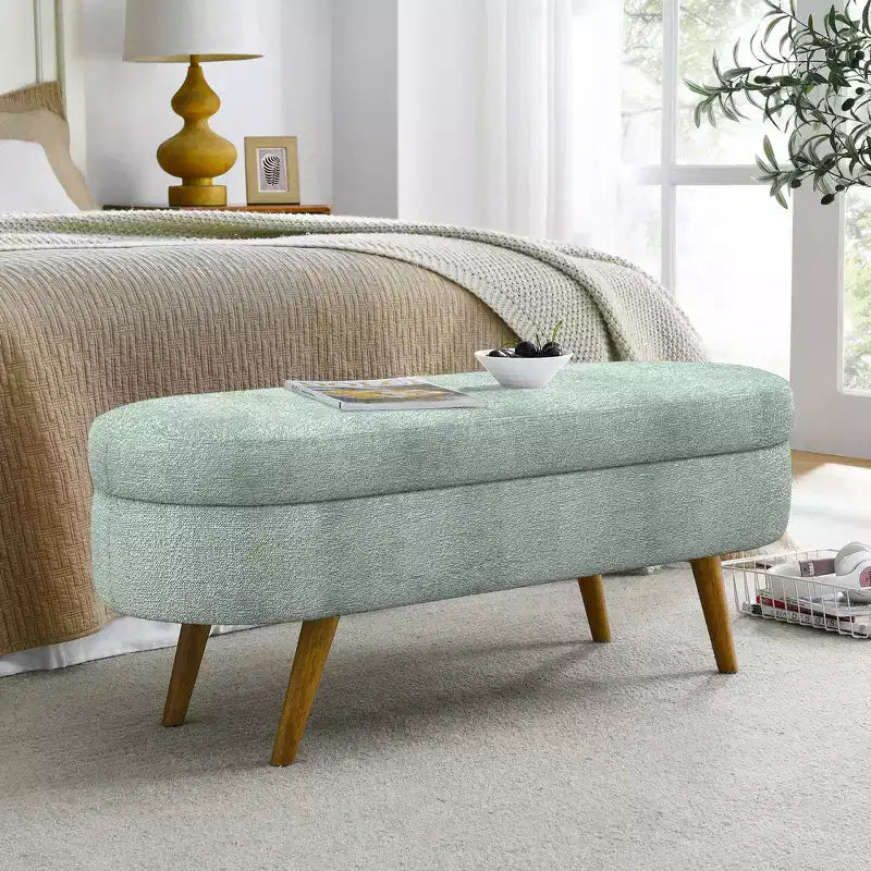 Pouffe de rangement ovale en tissu
