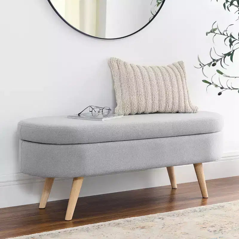 Pouffe de rangement ovale en tissu