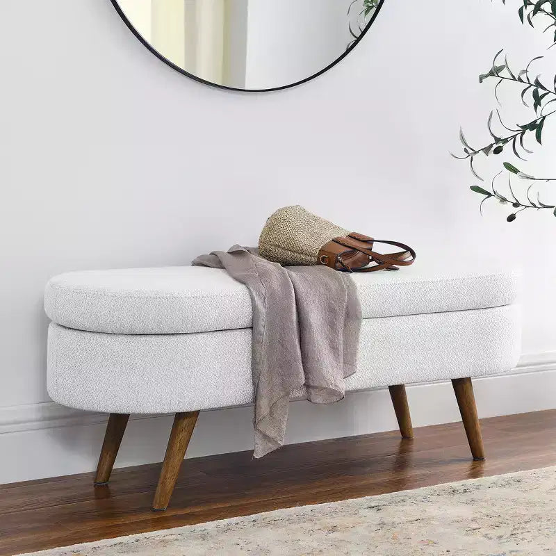 Pouffe de rangement ovale en tissu