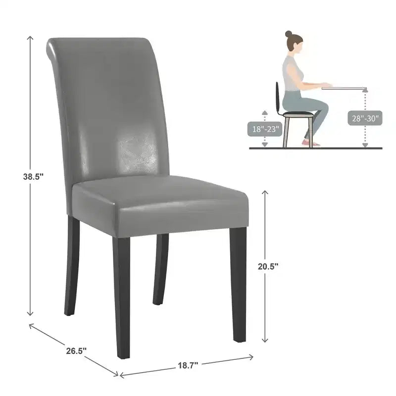 Chaise de salle à manger capitonnée en cuir artificiel