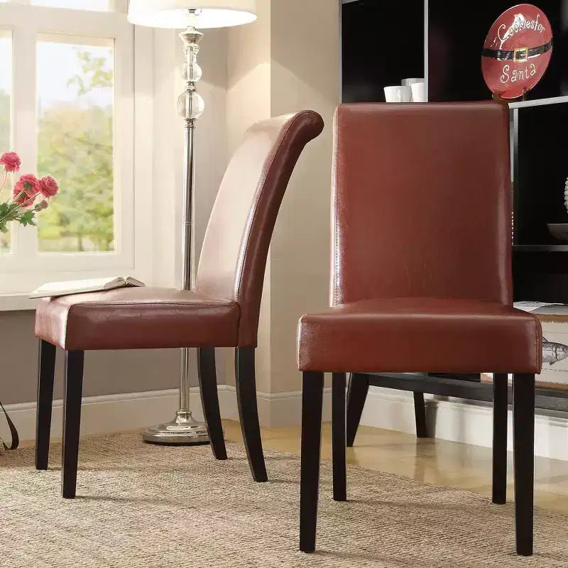Chaise de salle à manger capitonnée en cuir artificiel