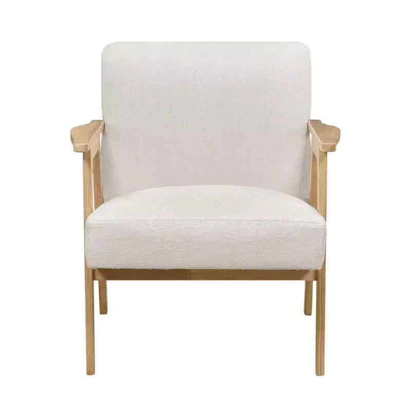 Fauteuil d'appoint rembourré en tissu avec cadre en hévéa de style milieu de siècle