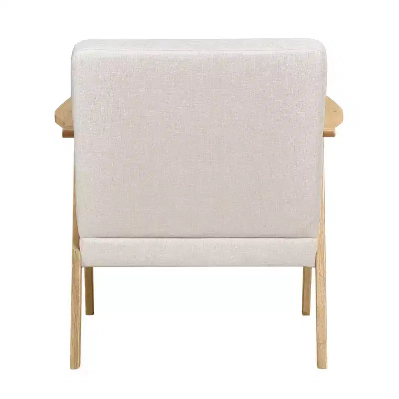 Fauteuil d'appoint rembourré en tissu avec cadre en hévéa de style milieu de siècle