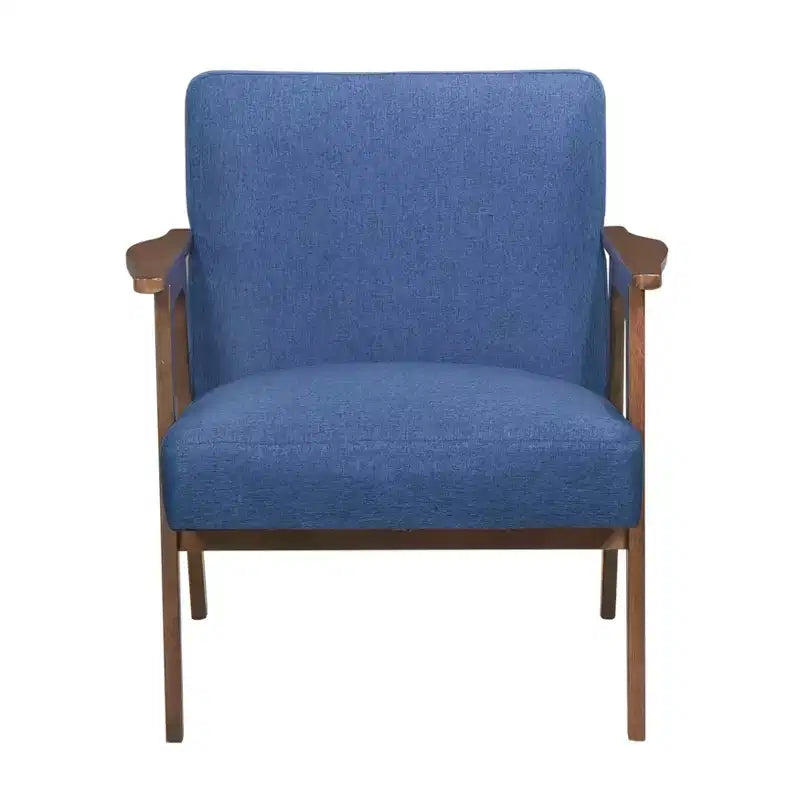 Fauteuil d'appoint rembourré en tissu avec cadre en hévéa de style milieu de siècle