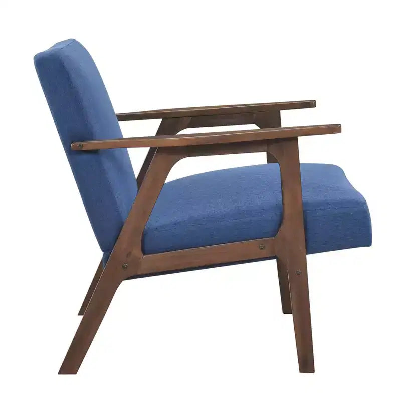Fauteuil d'appoint rembourré en tissu avec cadre en hévéa de style milieu de siècle