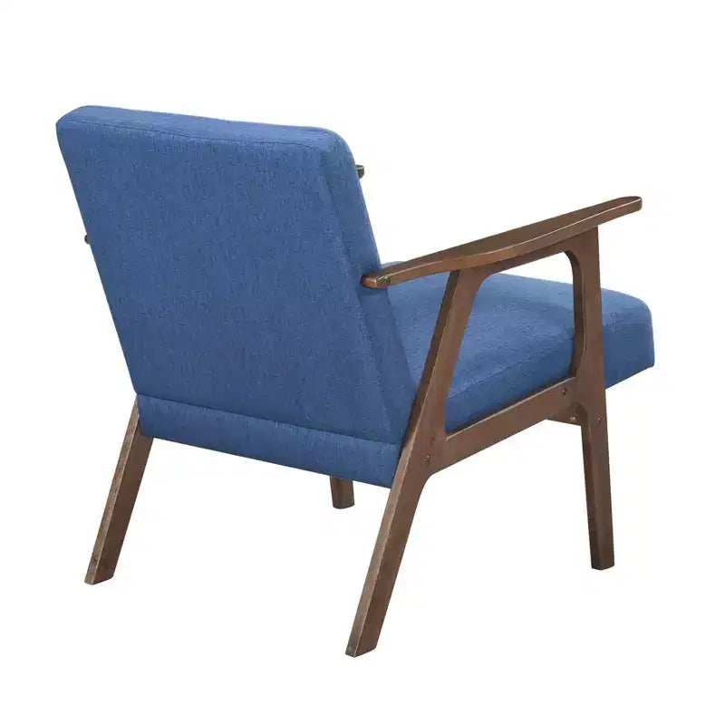 Fauteuil d'appoint rembourré en tissu avec cadre en hévéa de style milieu de siècle