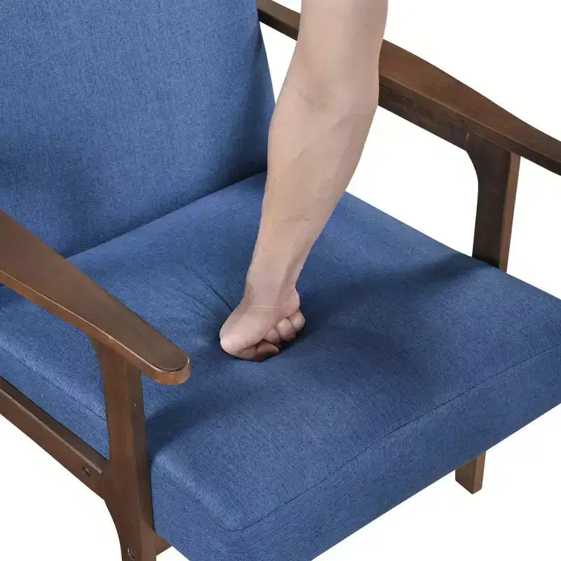 Fauteuil d'appoint rembourré en tissu avec cadre en hévéa de style milieu de siècle