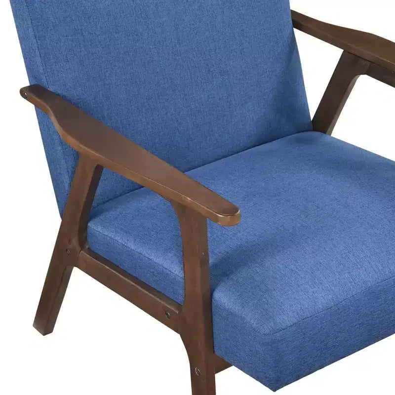 Fauteuil d'appoint rembourré en tissu avec cadre en hévéa de style milieu de siècle
