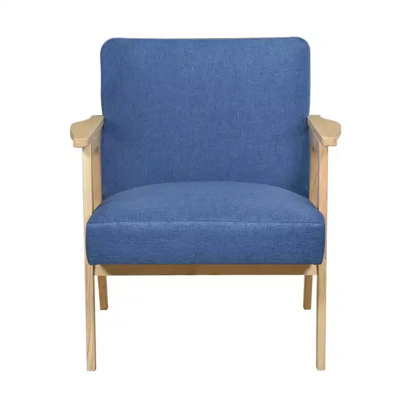 Fauteuil d'appoint rembourré en tissu avec cadre en hévéa de style milieu de siècle