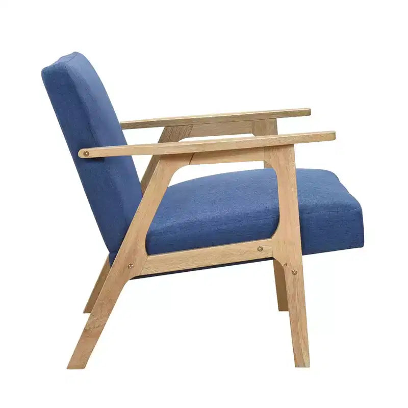 Fauteuil d'appoint rembourré en tissu avec cadre en hévéa de style milieu de siècle