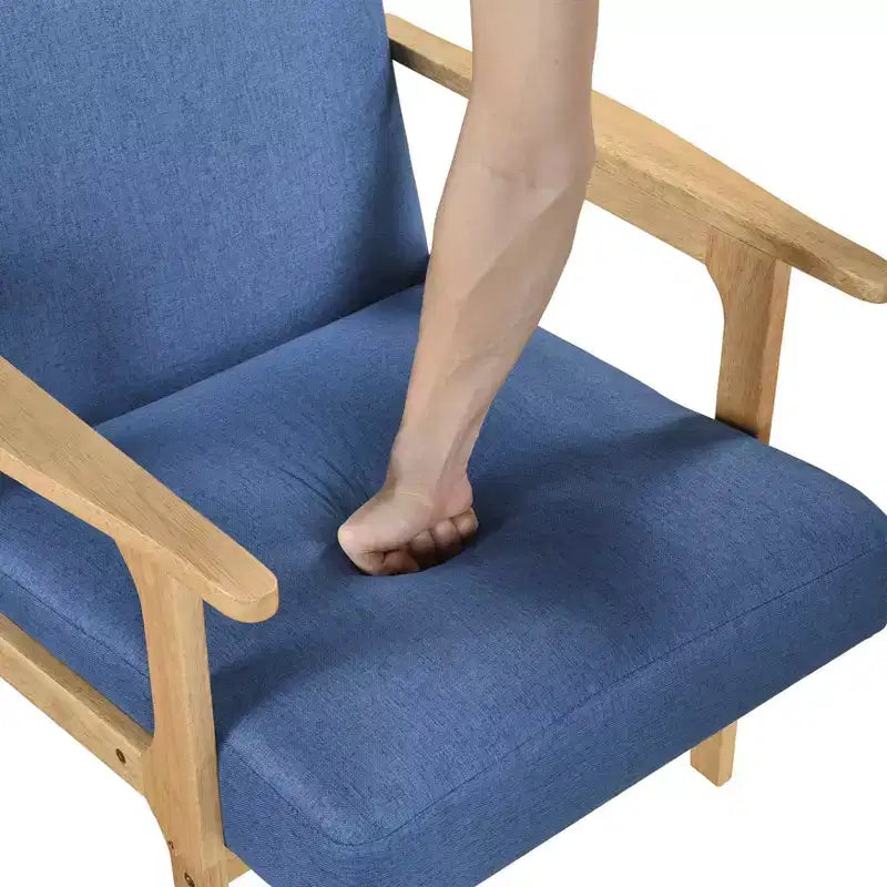 Fauteuil d'appoint rembourré en tissu avec cadre en hévéa de style milieu de siècle