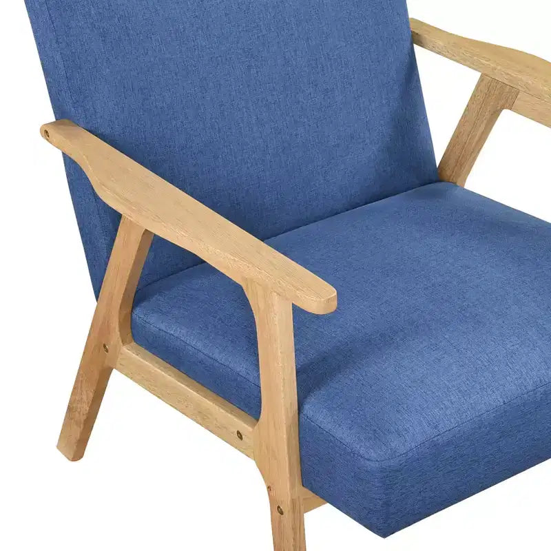 Fauteuil d'appoint rembourré en tissu avec cadre en hévéa de style milieu de siècle