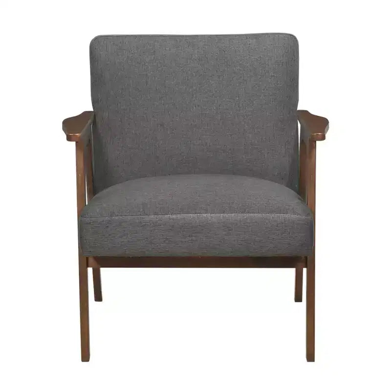 Fauteuil d'appoint rembourré en tissu avec cadre en hévéa de style milieu de siècle