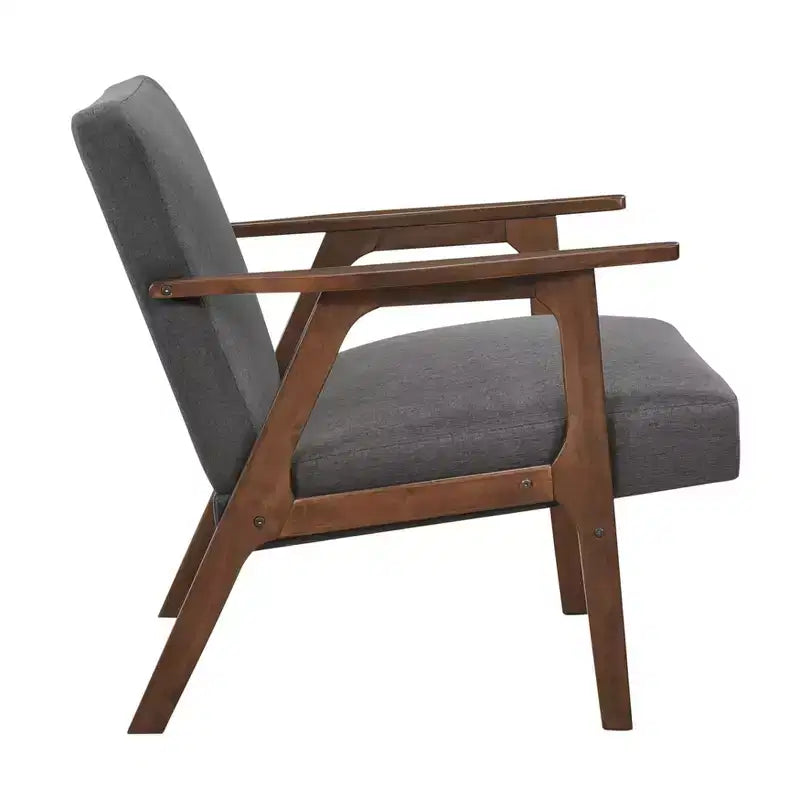 Fauteuil d'appoint rembourré en tissu avec cadre en hévéa de style milieu de siècle