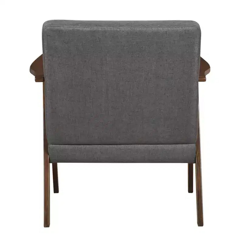 Fauteuil d'appoint rembourré en tissu avec cadre en hévéa de style milieu de siècle