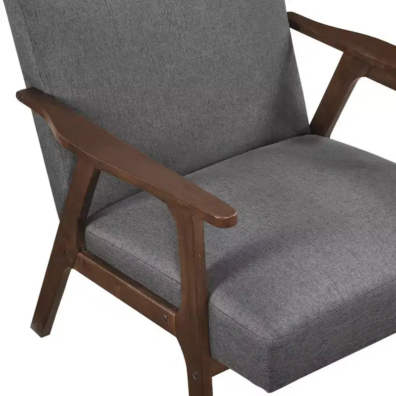 Fauteuil d'appoint rembourré en tissu avec cadre en hévéa de style milieu de siècle