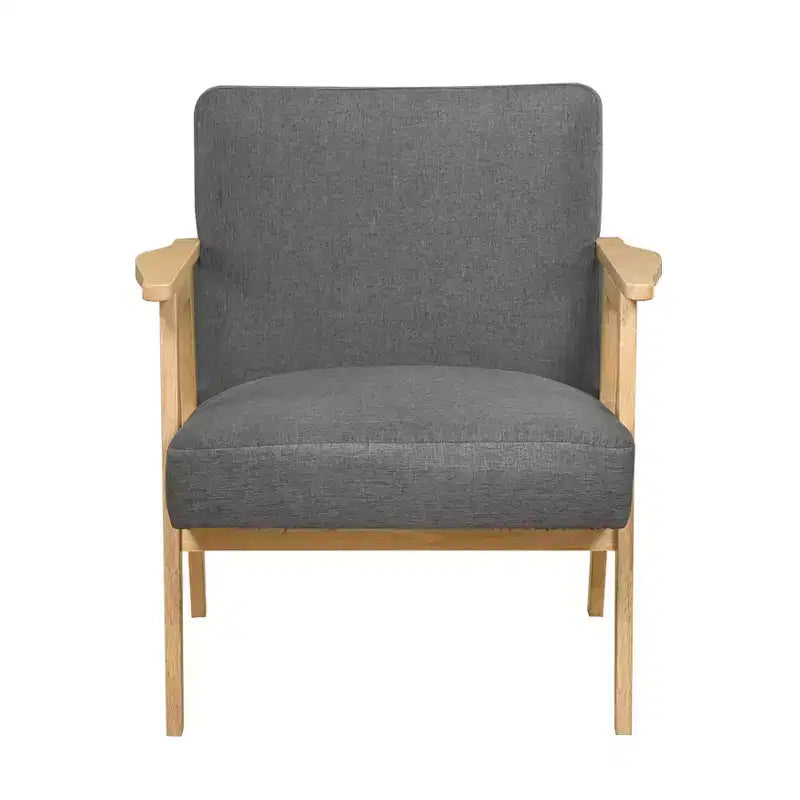 Fauteuil d'appoint rembourré en tissu avec cadre en hévéa de style milieu de siècle