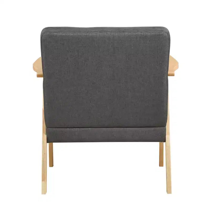 Fauteuil d'appoint rembourré en tissu avec cadre en hévéa de style milieu de siècle