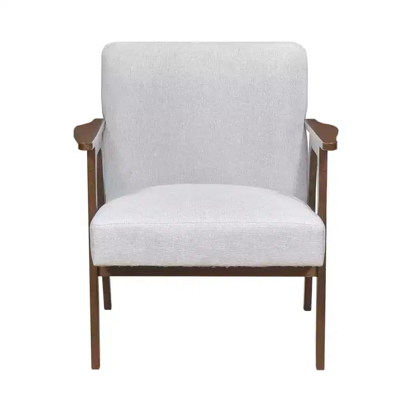 Fauteuil d'appoint rembourré en tissu avec cadre en hévéa de style milieu de siècle