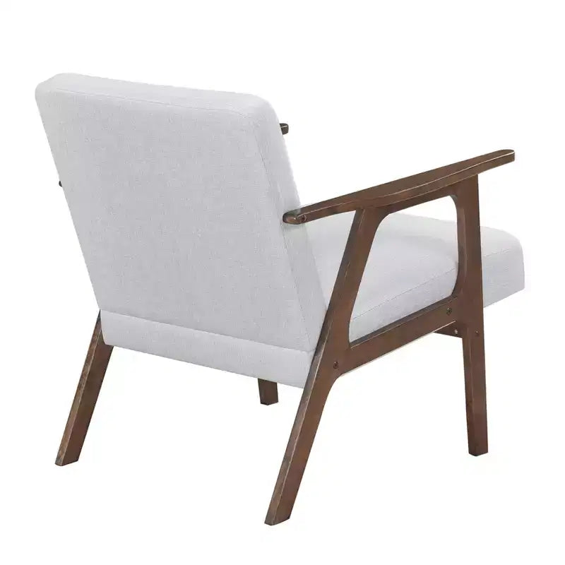 Fauteuil d'appoint rembourré en tissu avec cadre en hévéa de style milieu de siècle