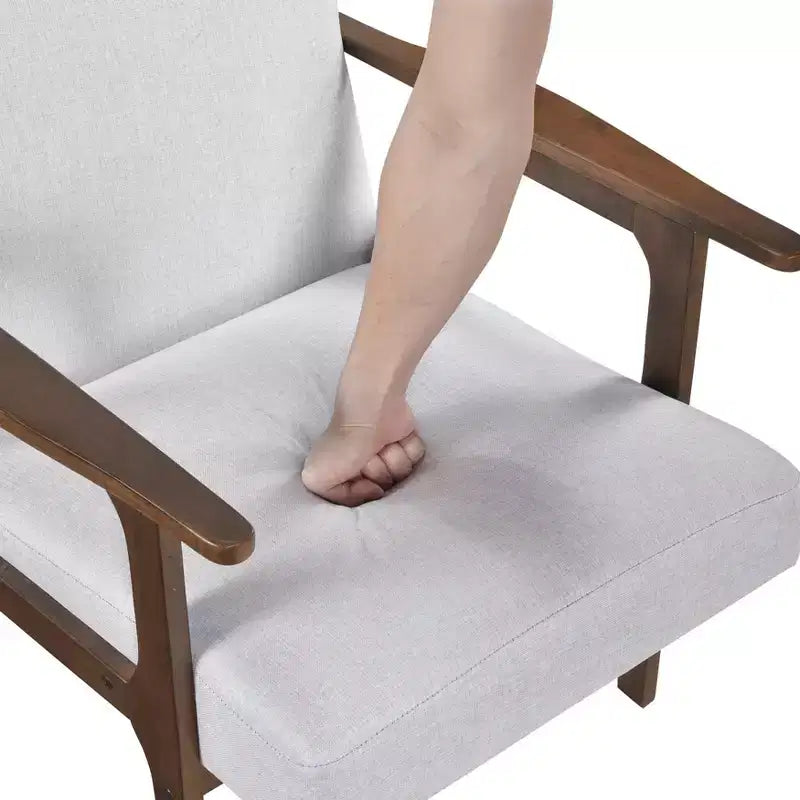Fauteuil d'appoint rembourré en tissu avec cadre en hévéa de style milieu de siècle