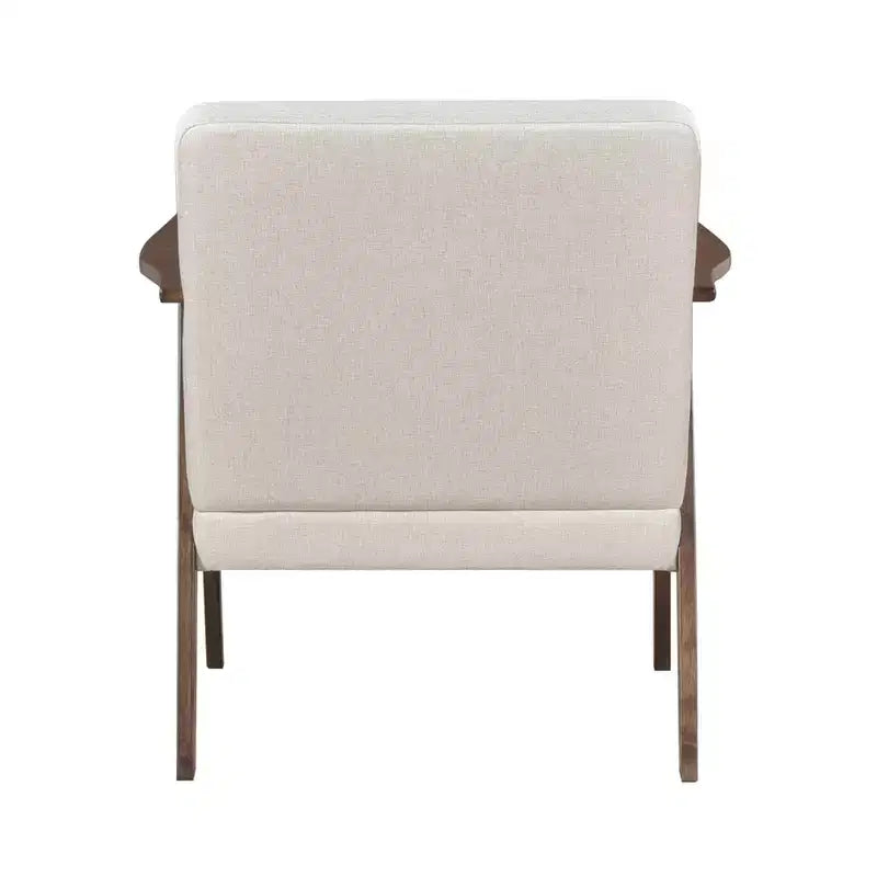 Fauteuil d'appoint rembourré en tissu avec cadre en hévéa de style milieu de siècle