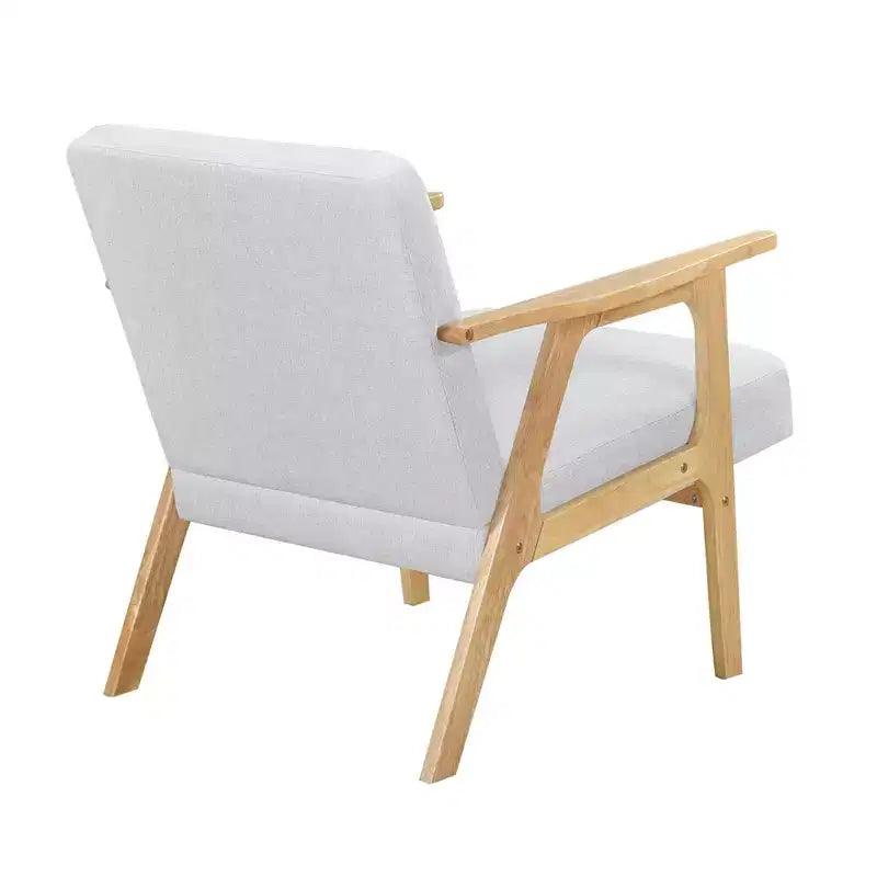 Fauteuil d'appoint rembourré en tissu avec cadre en hévéa de style milieu de siècle