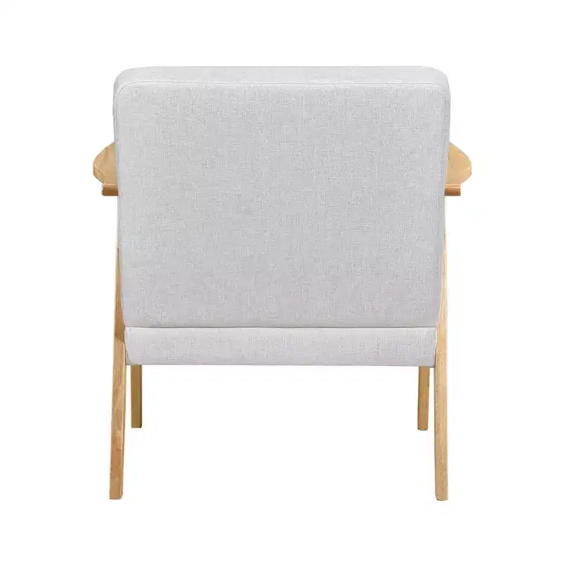 Fauteuil d'appoint rembourré en tissu avec cadre en hévéa de style milieu de siècle