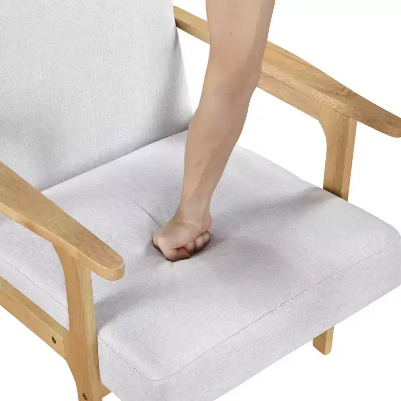 Fauteuil d'appoint rembourré en tissu avec cadre en hévéa de style milieu de siècle