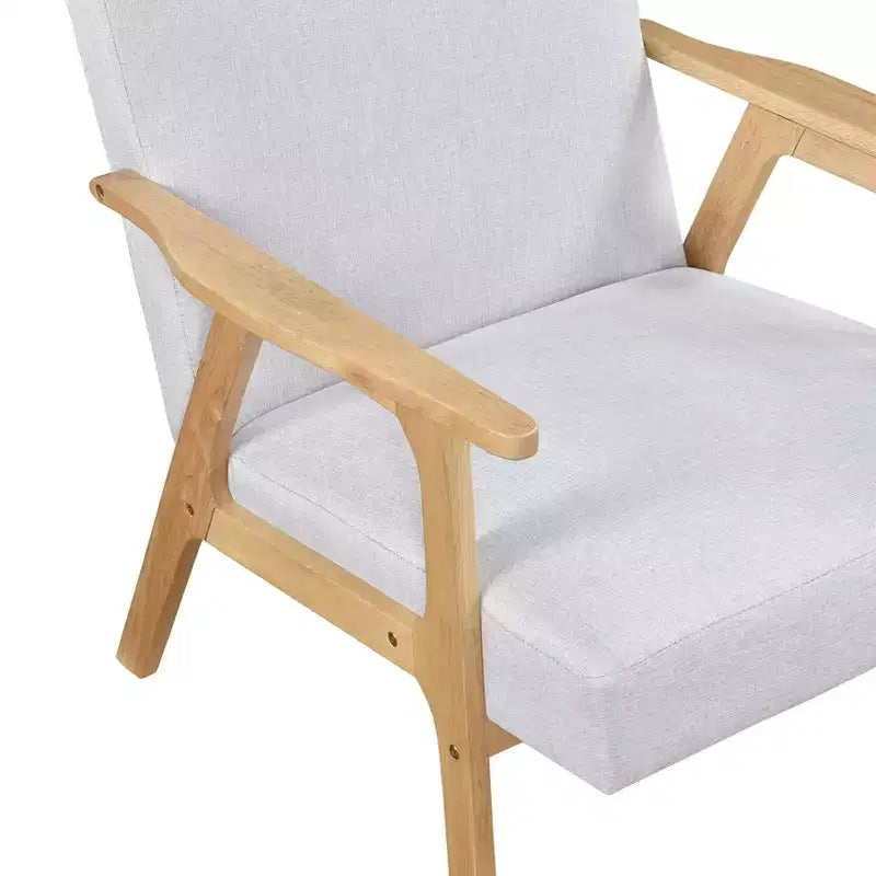 Fauteuil d'appoint rembourré en tissu avec cadre en hévéa de style milieu de siècle