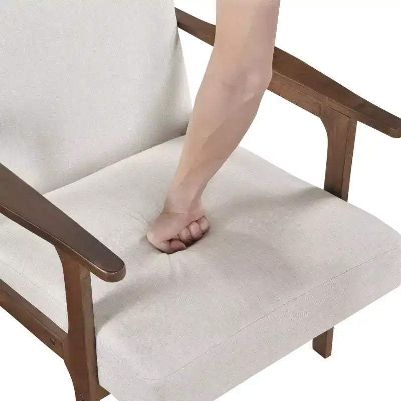 Fauteuil d'appoint rembourré en tissu avec cadre en hévéa de style milieu de siècle