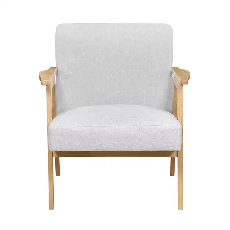 Fauteuil d'appoint rembourré en tissu avec cadre en hévéa de style milieu de siècle