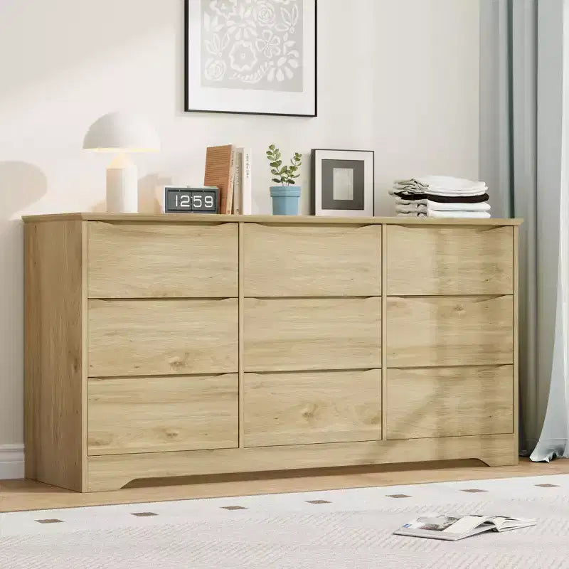 Coiffeuse moderne en bois à neuf tiroirs avec grand espace de rangement