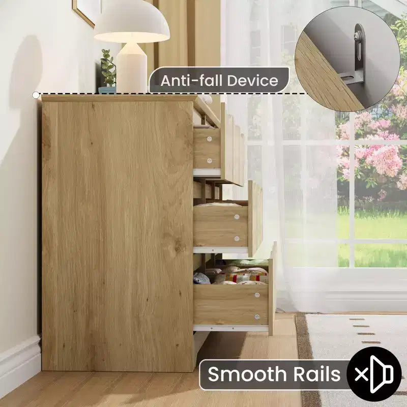 Coiffeuse moderne en bois à neuf tiroirs avec grand espace de rangement