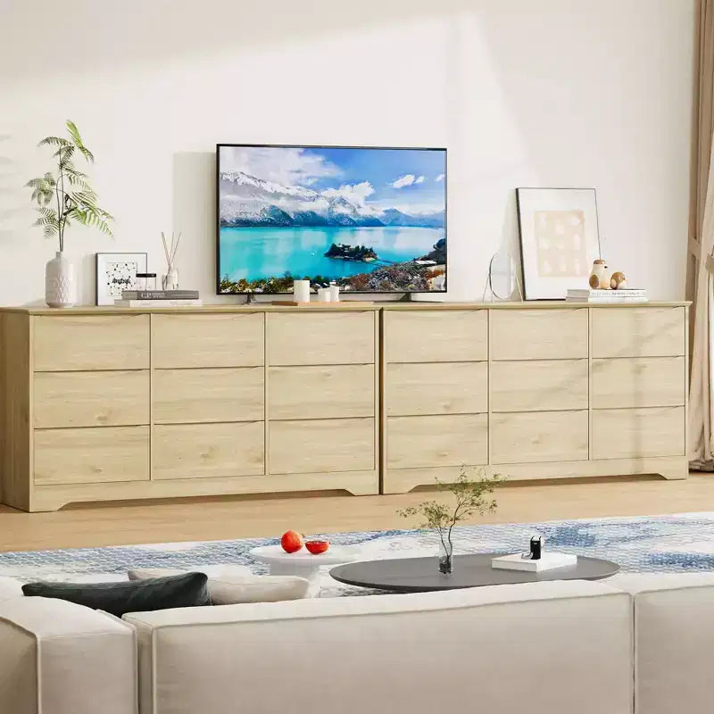 Coiffeuse moderne en bois à neuf tiroirs avec grand espace de rangement