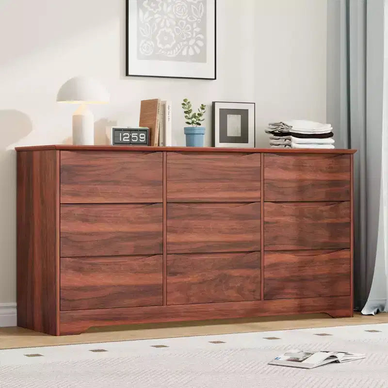 Coiffeuse moderne en bois à neuf tiroirs avec grand espace de rangement