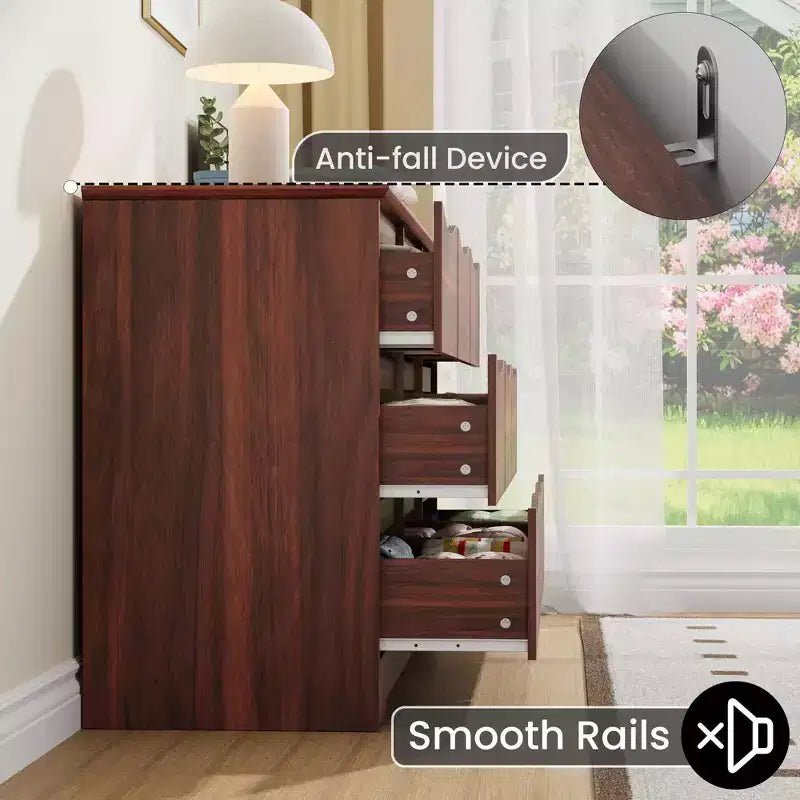 Coiffeuse moderne en bois à neuf tiroirs avec grand espace de rangement
